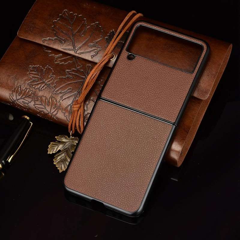 For Samsung Galaxy Z Flip3 5G Litchi Texture Phone Case(Brown)