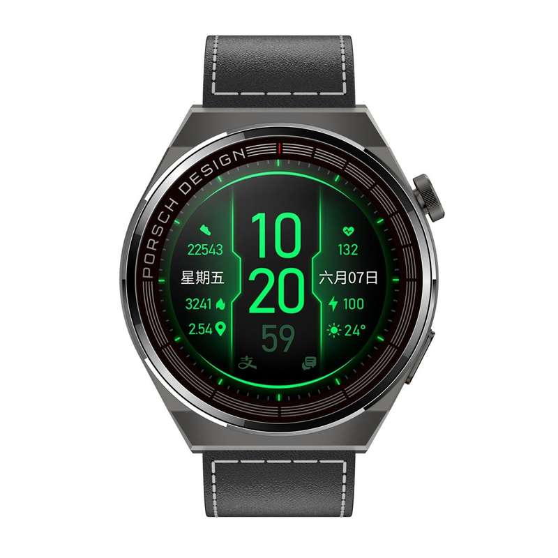 MD3MAX Porsche Ver 1.39 inch Round Screen Leather Strap Smart Watch Supports Heart Rate Monitorin...