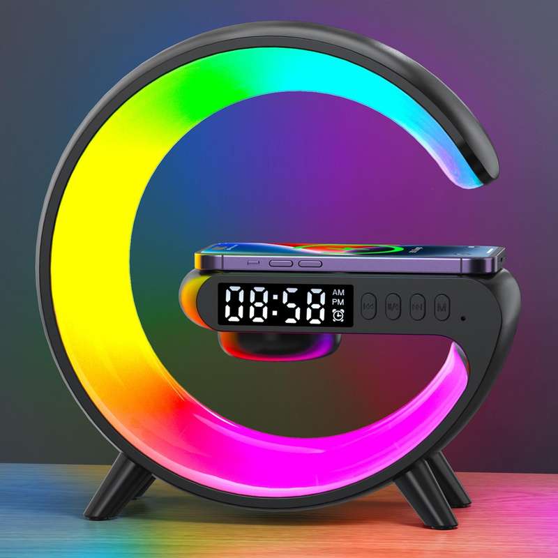 G69 G Shape Smart Bluetooth Speaker Support Wireless Charger & Alarm Clock & Wake-up Light, Witho...