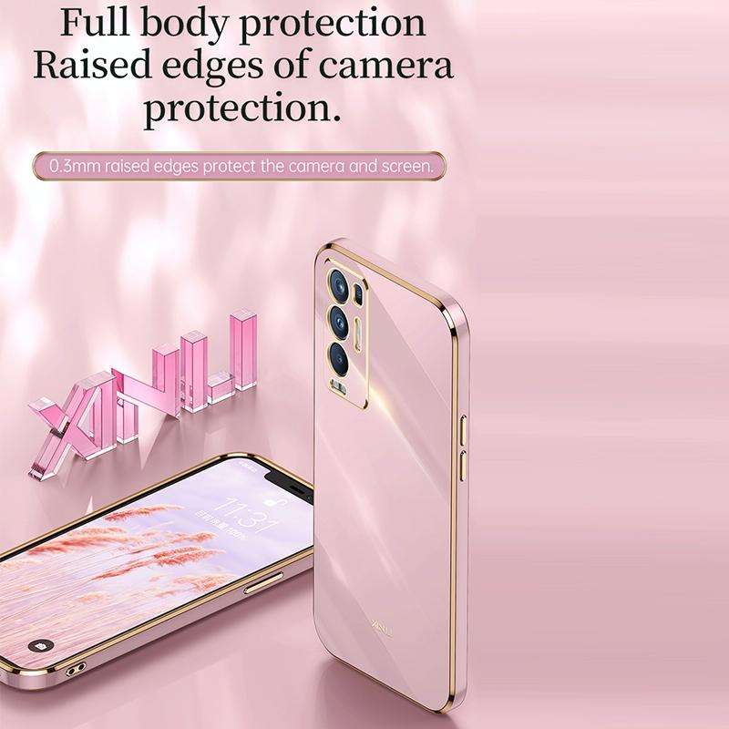 For OPPO Reno5 Pro+ XINLI Straight 6D Plating Gold Edge TPU Shockproof Case(White)