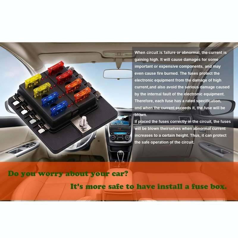 1 in 8 Out Fuse Box PC Terminal Block Fuse Holder Kits with LED Warning Indicator for Auto Car Tr...
