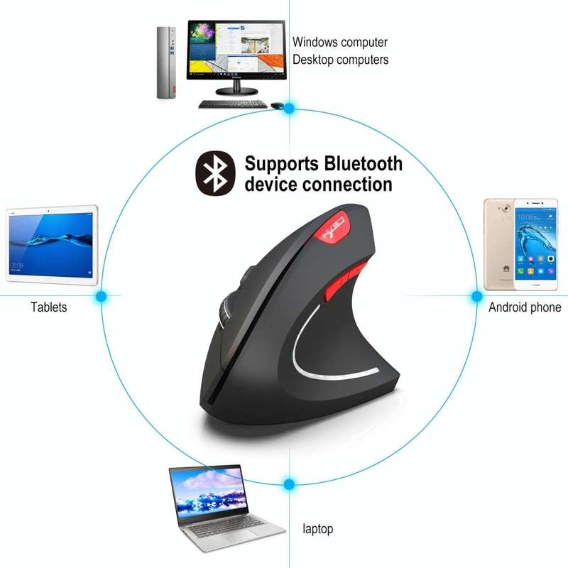 HXSJ T29 Bluetooth 3.0 Wireless Bluetooth 6-Keys 2400 DPI Adjustable Ergonomics Optical Vertical ...