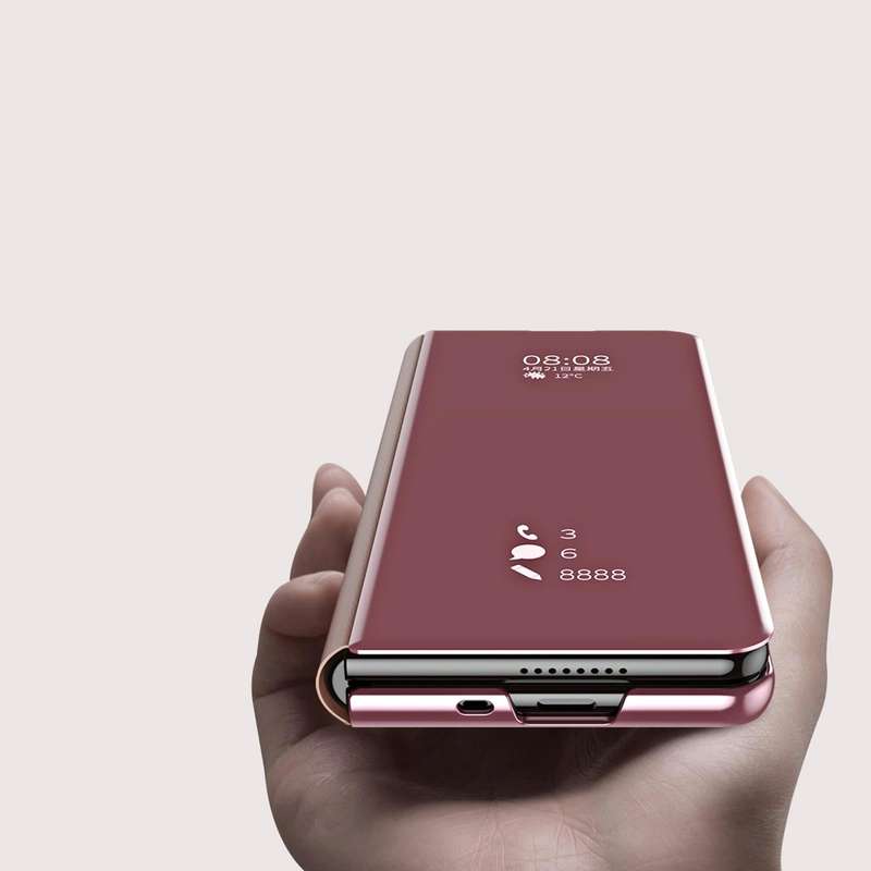 For Samsung Galaxy Z Fold4 Double Electroplating Flip Mirror Shockproof Phone Case(Pink)