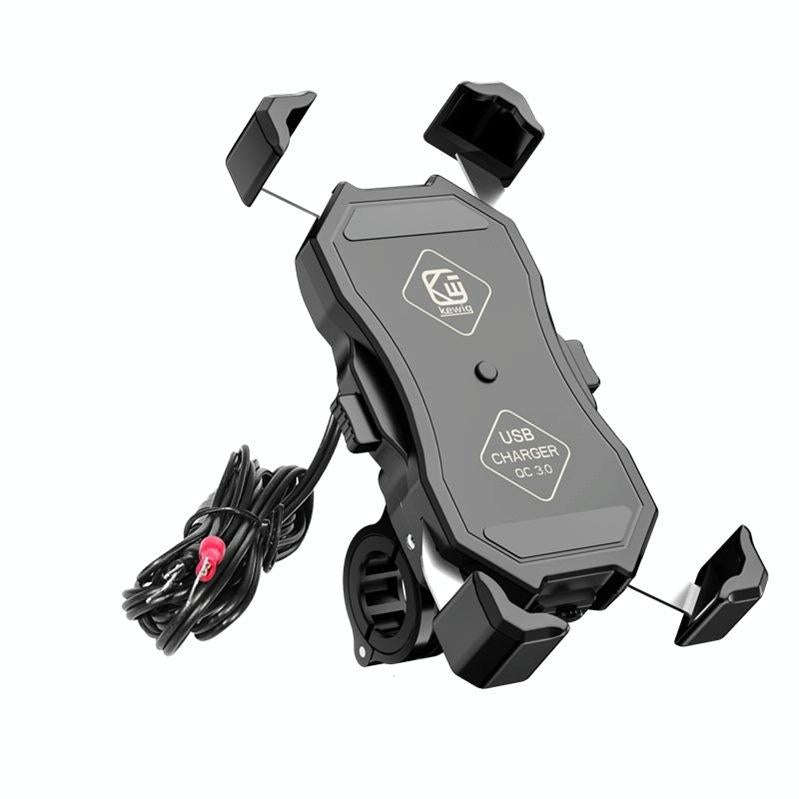 Kewig Motorcycle Outdoor Riding Four-Claw Fixed Mobile Phone Bracket QC3.0 Fast Charging Waterpro...