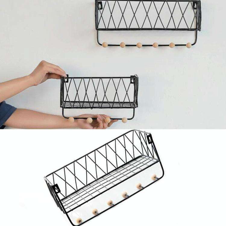 Wall Hook Rack Home Wall Decoration Creative Multifunctional Partition Wrought Iron Rack, Size:Sm...