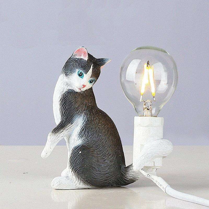 Cat Light Animal Table Lamp Mini Night Light, Power Plug:UK Plug(Look at the Tail)