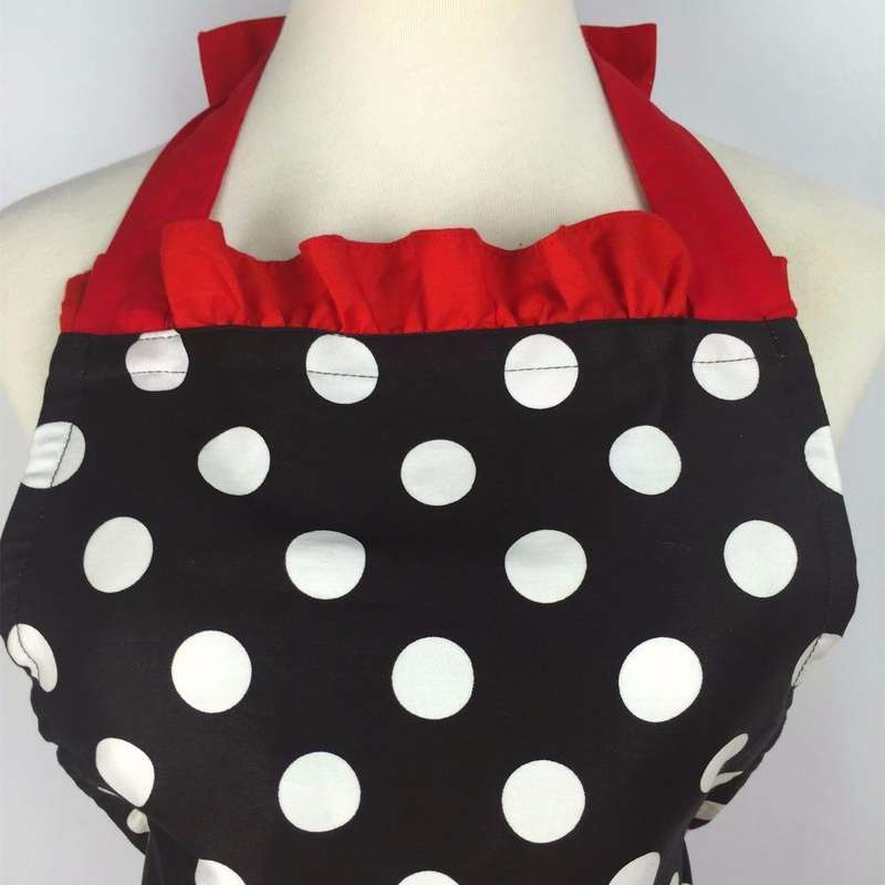 Cotton Dot Overalls Apron(Red)