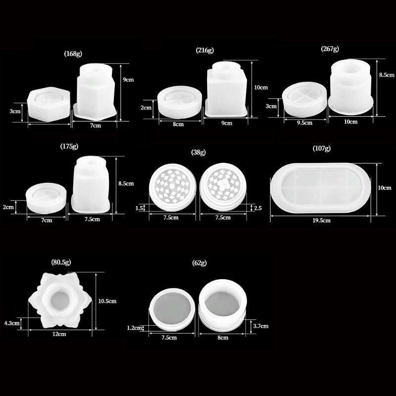 DIY Crystal Epoxy Silicone Mold Combination Set, Shape: Circular Bottle+Grinding Device