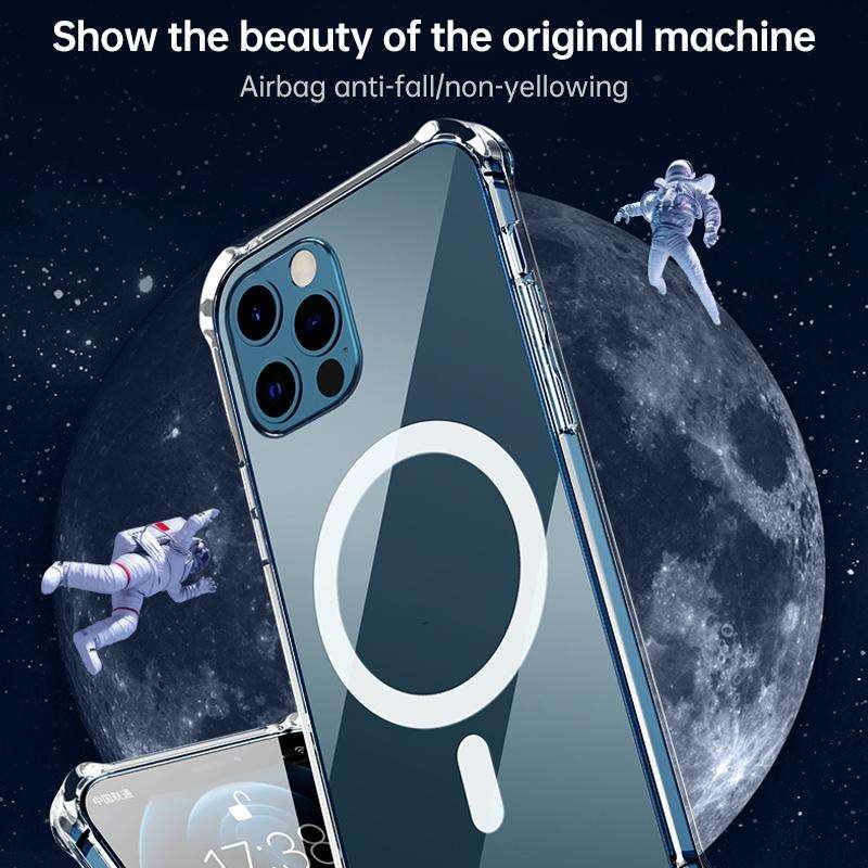 For Huawei Mate 40 Pro Magsafe Case Clear Four-corner Airbag Shockproof PC + TPU Case with Magnet...