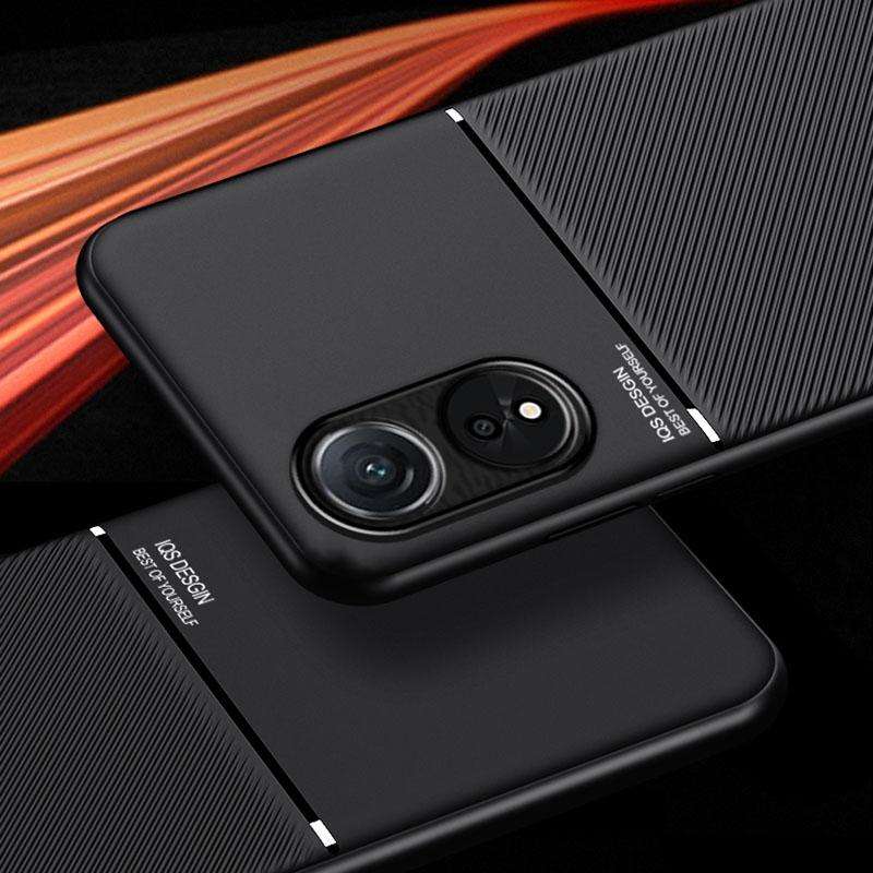 For OPPO A58 5G Classic Tilt Strip Grain Magnetic Shockproof PC + TPU Phone Case(Green)