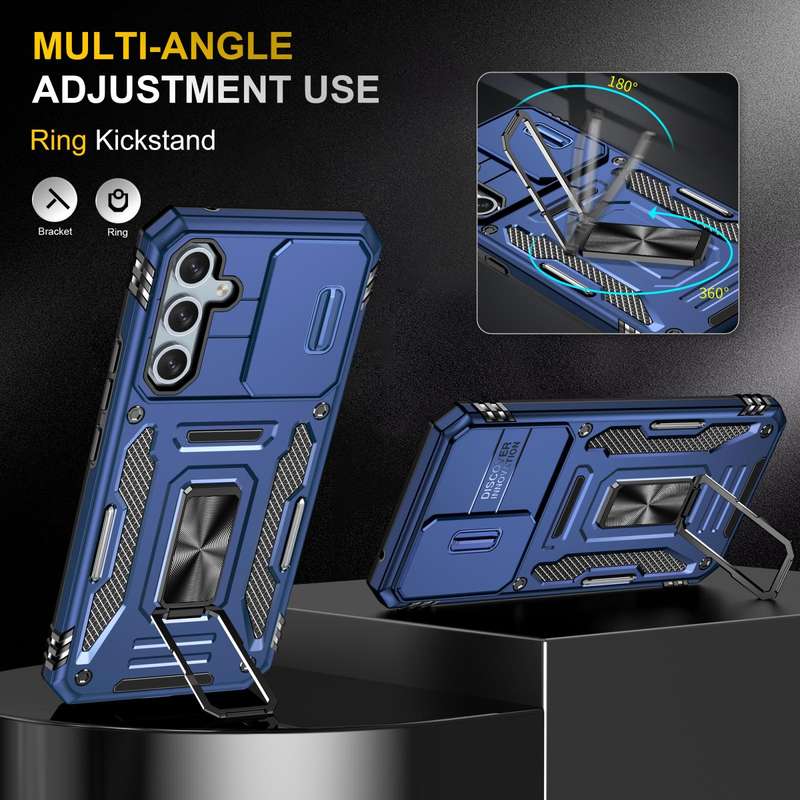 For Samsung Galaxy S23 FE 5G Armor PC + TPU Camera Shield Phone Case(Navy Blue)
