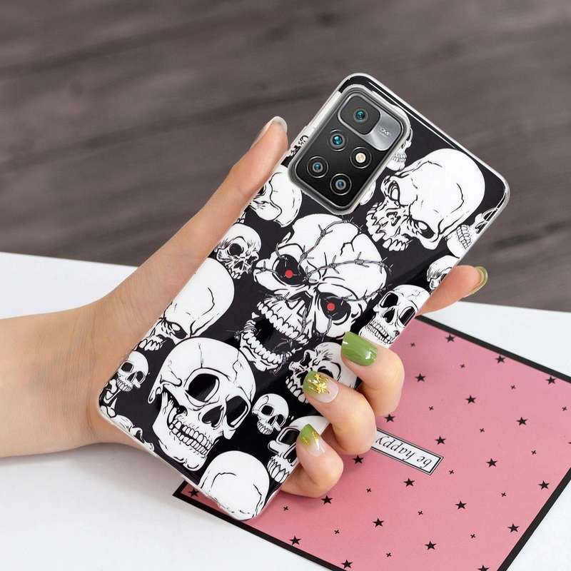 For Xiaomi Redmi 10 Luminous TPU Protective Phone Case(Skull)