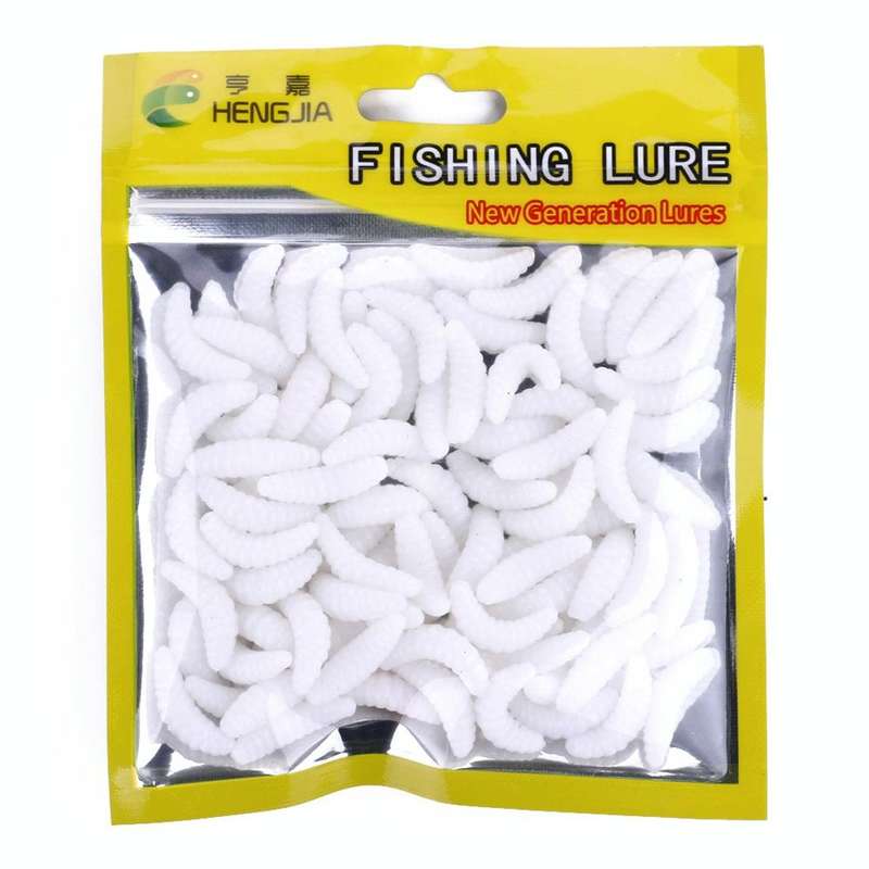 HENGJIA SO106 50 PCS 20mm Simulation Bread Bait Worms Crescent Soft Bait Horseback Fish Worm Bait...