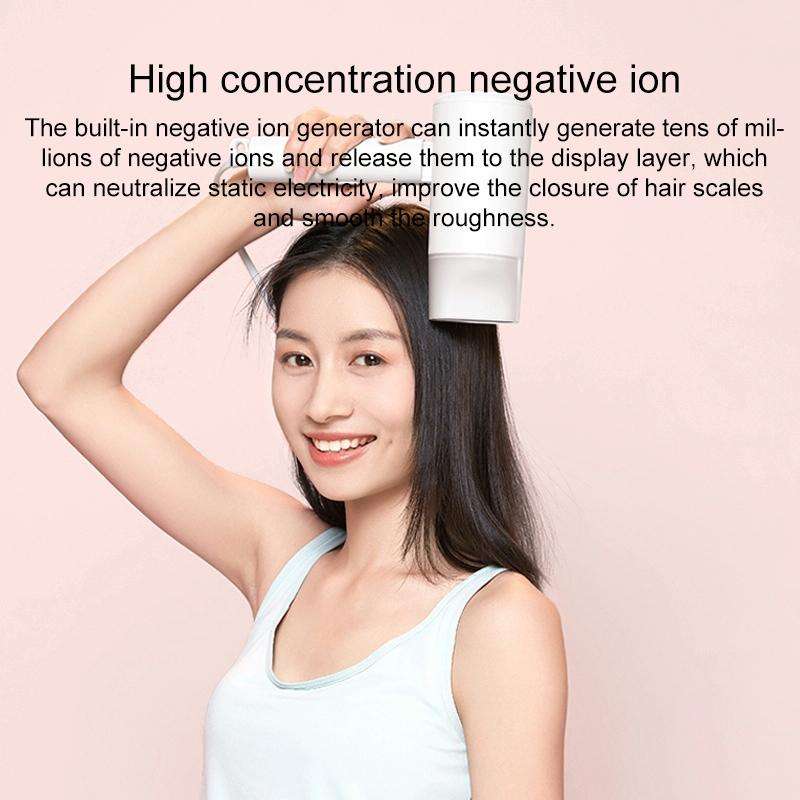 Original Xiaomi Mijia H100 Negative Ion Portable Electric Hair Dryer, US Plug(White)