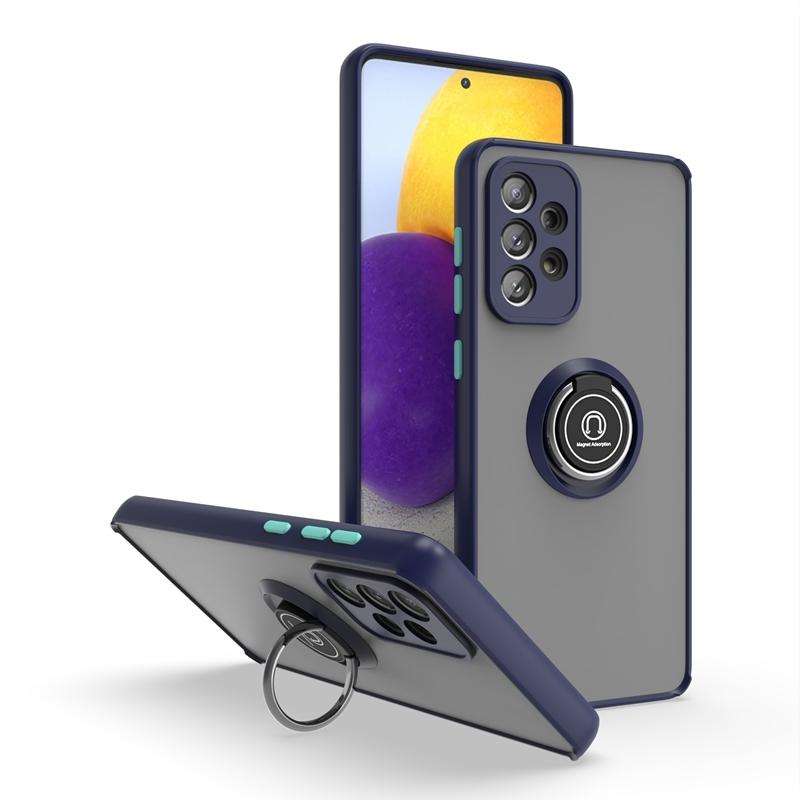 For Samsung Galaxy A73 5G Q Shadow I Ring Kickstand PC and TPU Hybrid Phone Case(Royal Blue)
