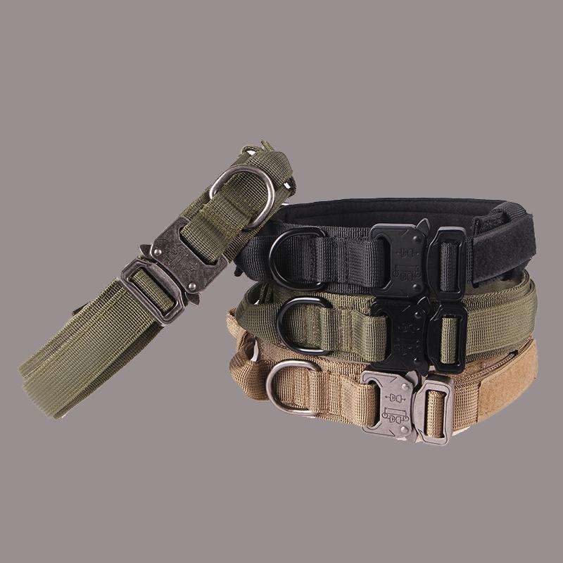 Nylon Thickened Large And Medium-Sized Dog Traction Collar Pet Collar, Size:L(Black)
