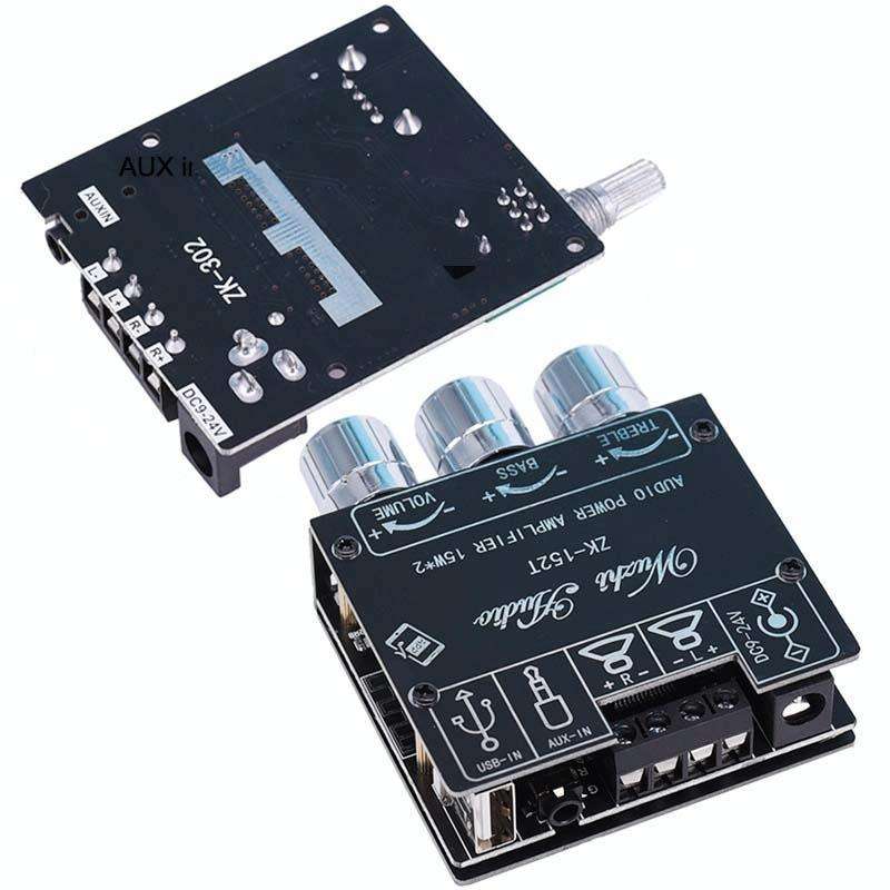 ZK-302 Mini Bluetooth 5.1 Receiving Audio Module With Power Amplifier Digital D Stereo Dual Channel