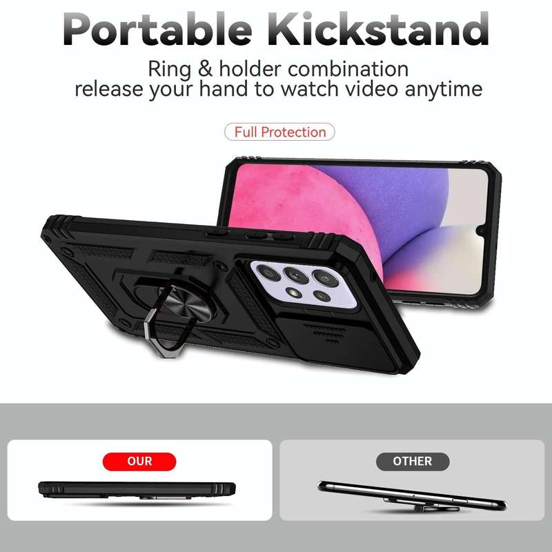 For Samsung Galaxy A33 5G Sliding Camshield Holder Phone Case(Black)