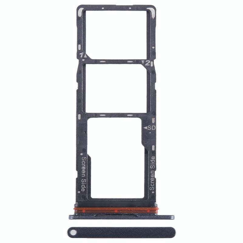 For Tecno Pop 7 BF6 SIM Card Tray + SIM Card Tray + Micro SD Card Tray (Black)