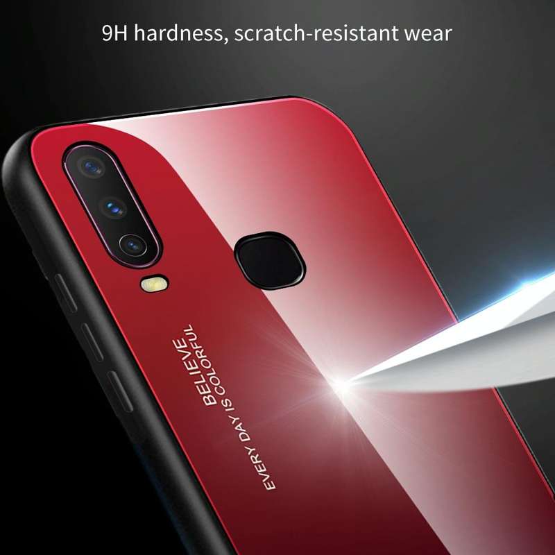 For Vivo Y17 Gradient Color Glass Case(Blue)