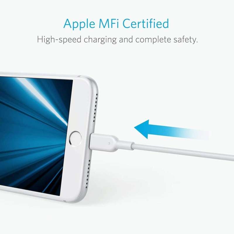 ANKER PowerLine II USB to 8 Pin MFI Certificated Charging Data Cable, Length: 0.9m(White)