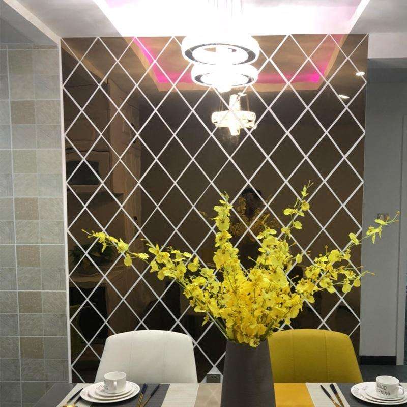 Rhombus Stitching Background Acrylic Mirror Decorative Stickers, Specification: Red Small
