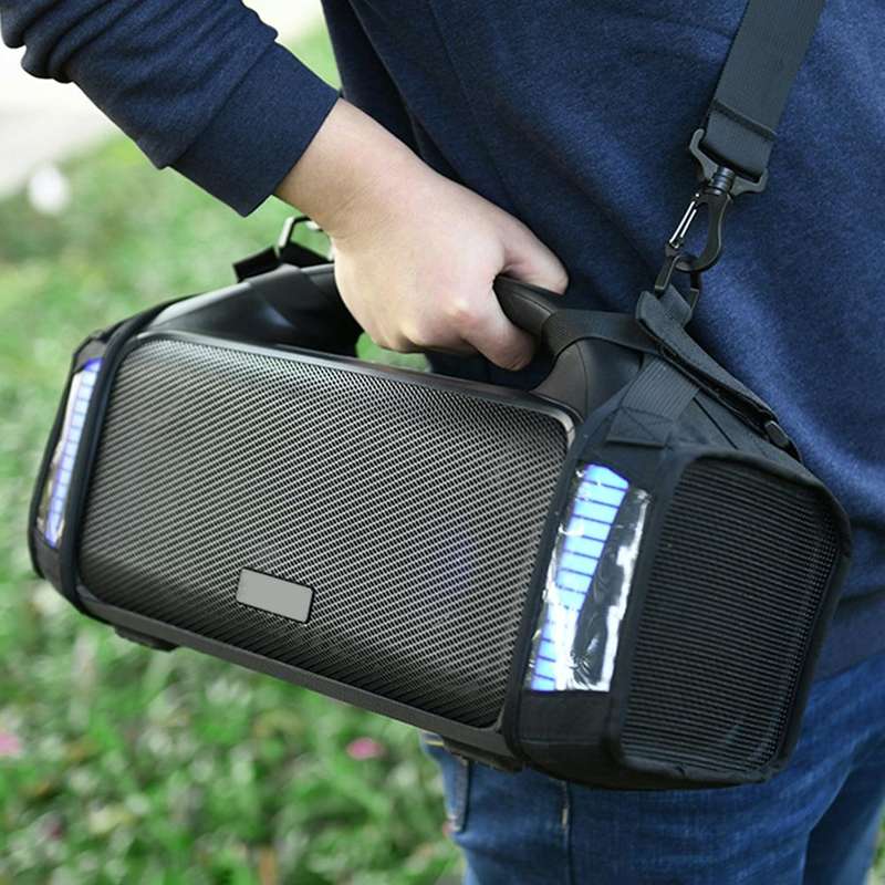 For Tribit StormBox Blast Speaker Case Fall-proof Carrying Strap Case Protective Cover(Black)