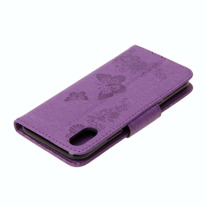 For iPhone X / XS Pressed Flowers Butterfly Pattern Horizontal Flip Leather Case with Holder & Ca...