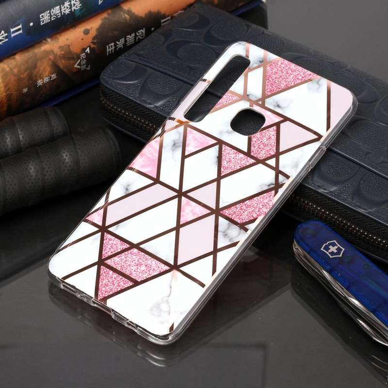 For Galaxy A9 (2018) / A9s Plating Marble Pattern Soft TPU Protective Case(Pink)