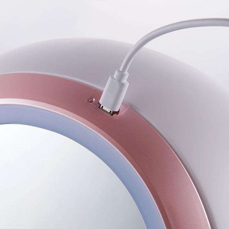 Desktop Dustproof Portable Cosmetic Storage Box With Mirror, Colour: White Mirror With Light