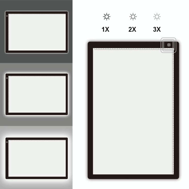 A4 Size LED Three Level of Brightness Dimmable Acrylic Copy Boards for Anime Sketch Drawing Sketc...