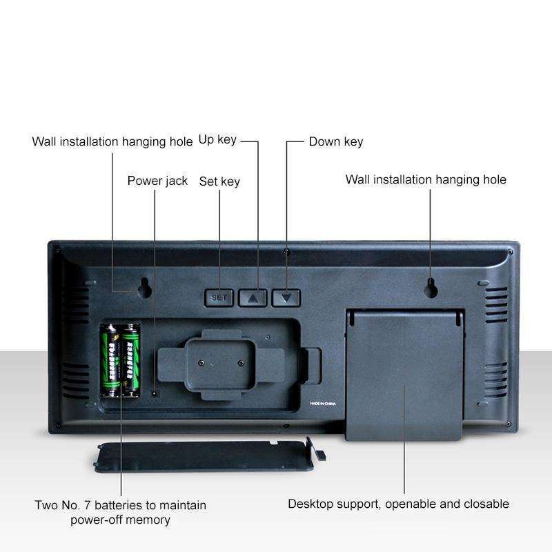 XM901 Multifunctional Large-screen High-definition Digital Display LED Electronic Wall Clock (Black)