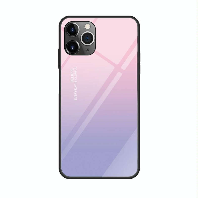 For iPhone 11 Colorful Painted Glass Case(Purple Sky)