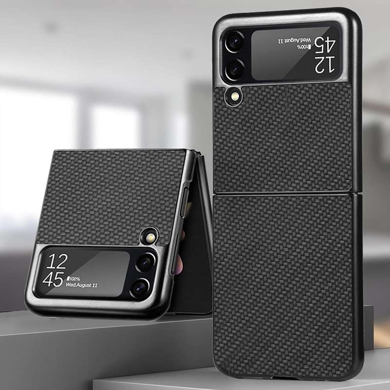 For Samsung Galaxy Z Flip4 Fiber Texture Fold Shockproof Phone Case(Black)