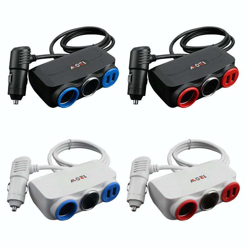 Car Cigarette Lighter Multi-Function Mobile Phone Charging USB Car Charge 12/24V Adapter Plug(Bla...