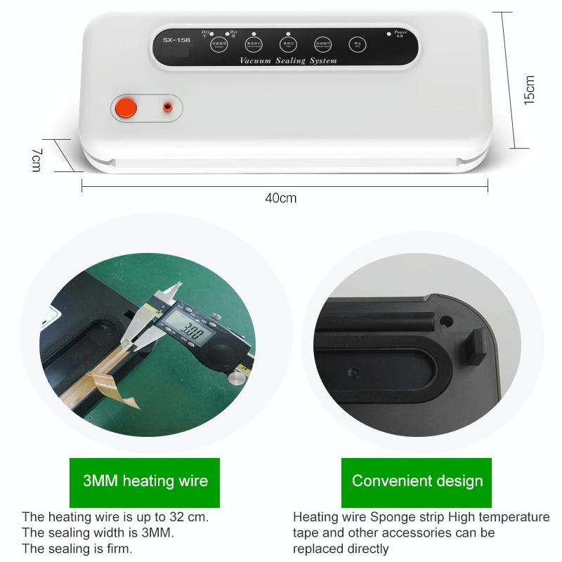 Household Commercial Food Vacuum Plastic Packaging Machine Sealer Closer Machine, US Plug (Black)