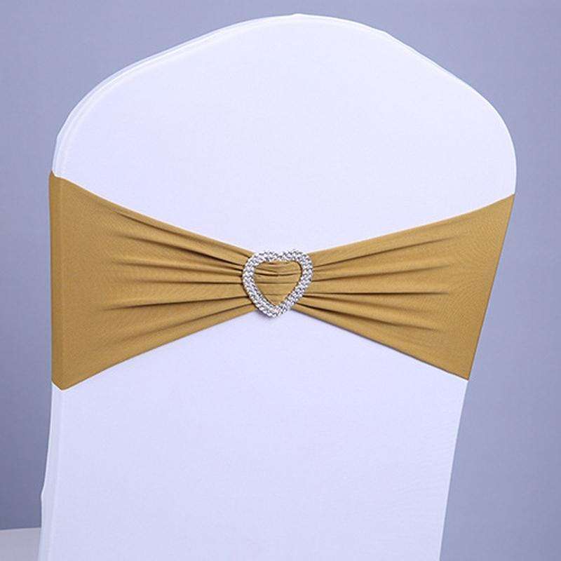 15x35cm Tie-Free Stretch Chair Back Flower Bow Chair Cover Hotel Chair Back Strap Decoration(Gold)