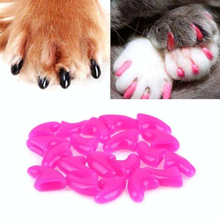 20 PCS Silicone Soft Cat Nail Caps / Cat Paw Claw / Pet Nail Protector/Cat Nail Cover, Size:L(Ros...