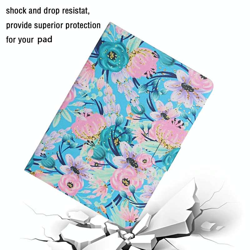 For Samsung Galaxy Tab A9 Flower Pattern Horizontal Flip PU Tablet Case with Sleep / Wake-up Func...