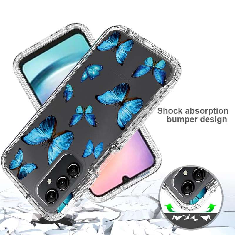 For Samsung Galaxy A24 5G / 4G Transparent Painted Phone Case(Blue Butterflies)