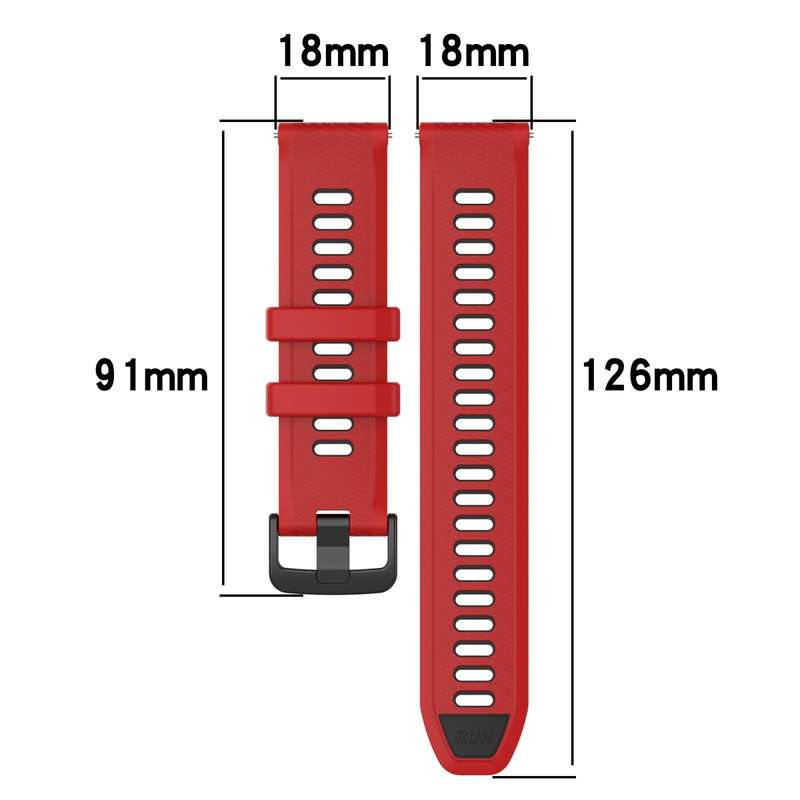 For Garmin Forerunner 265S 18mm Sports Two-Color Silicone Watch Band(Black+Grey)