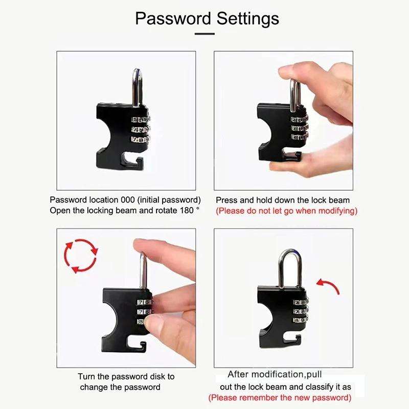 Motorcycle Helmet Anti-Theft Lock Fixed Helmet Combination Padlock, Color: Black