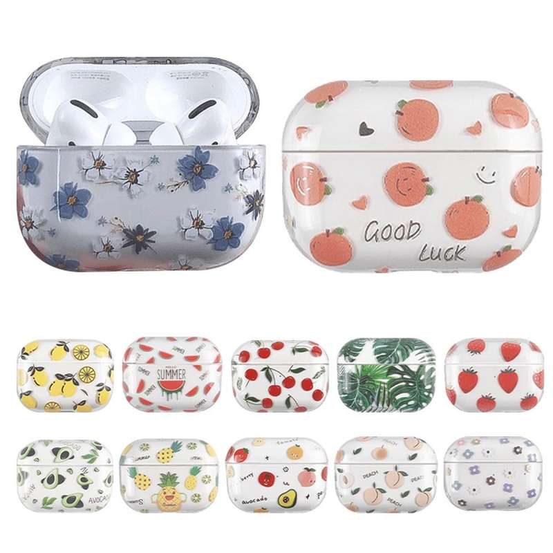 For AirPods Pro 2 Bronzing Fruit Pattern PC Earphone Hard Protective Case(Lemon)