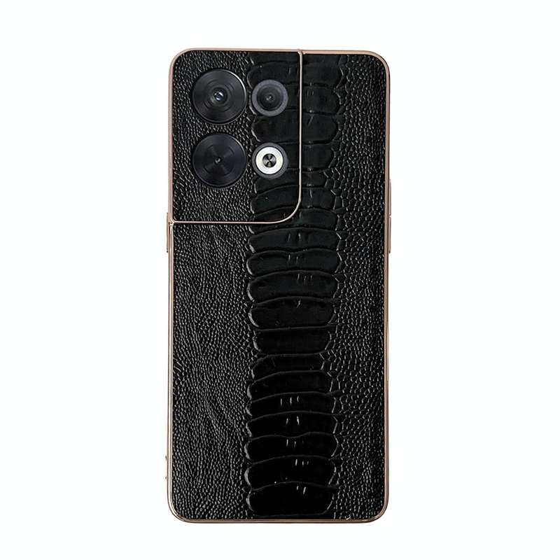 For OPPO Reno8 Pro Genuine Leather Weilai Series Nano Plating Phone Case(Black)