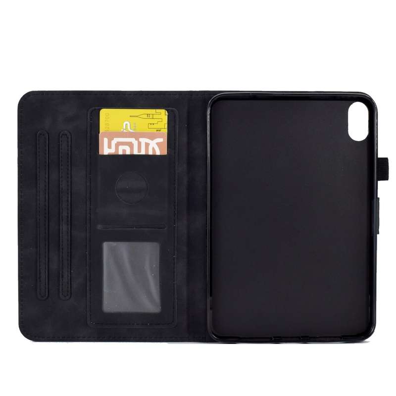 For iPad mini 6 Embossed Smile Flip Tablet Leather Smart Case(Black)