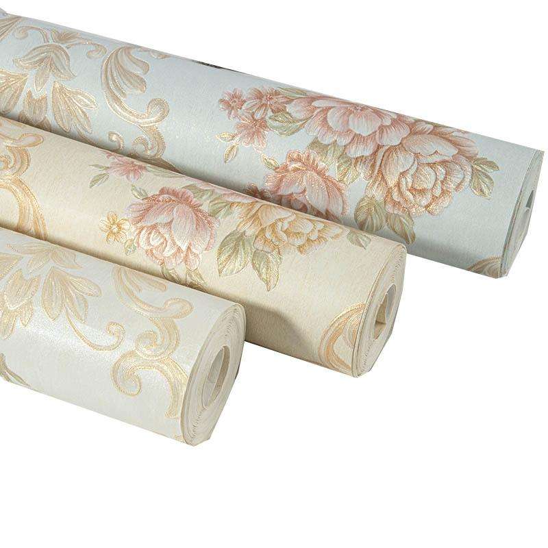 0.53 x 3m 3D Pastoral Style Wallpaper Bedroom Living Room Non-Woven Fabric Self-Adhesive Wall Sti...
