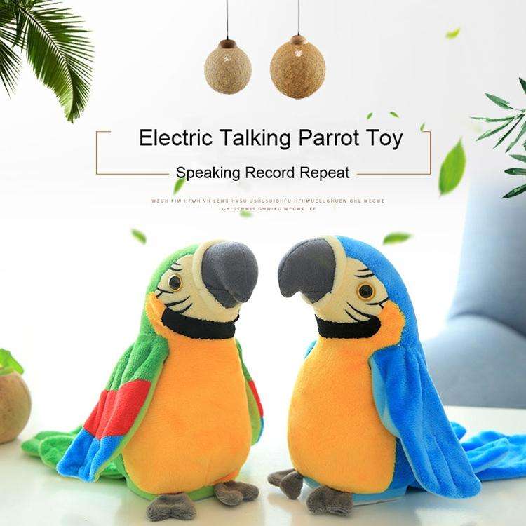 Plush Toy Parrots Recording Talking Parrots Will Twist the Fan Wings Children Toys, Size:Height 1...