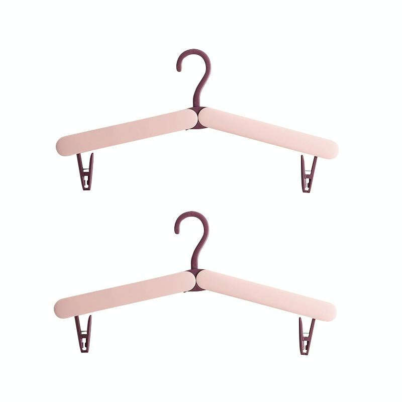 2 PCS Travel Folding Hanger Portable Drying Rack With Small Clamps(Flesh Color)