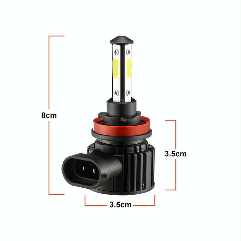 F8 H11 2 PCS 22W 3000LM 6000K Four Side DOB LED Headlight Fog Light Bulbs High Beam Conversion Ki...