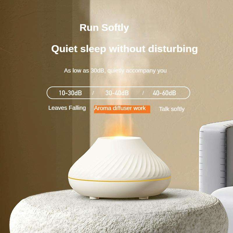 DQ705 Volcanic Flame Aroma Diffuser Essential Oil Lamp Air Humidifier with Color Night Light(Black)
